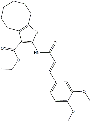 ethyl 2-{[3-(3,4-dimethoxyphenyl)acryloyl]amino}-4,5,6,7,8,9-hexahydrocycloocta[b]thiophene-3-carboxylate Struktur