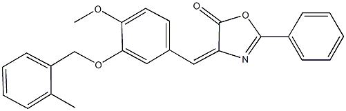 4-{4-methoxy-3-[(2-methylbenzyl)oxy]benzylidene}-2-phenyl-1,3-oxazol-5(4H)-one Struktur