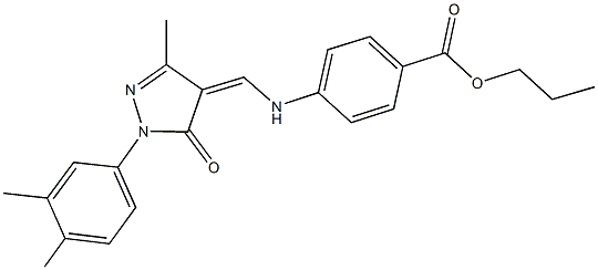 propyl 4-({[1-(3,4-dimethylphenyl)-3-methyl-5-oxo-1,5-dihydro-4H-pyrazol-4-ylidene]methyl}amino)benzoate Struktur