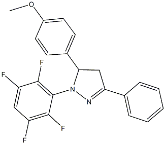 methyl 4-[3-phenyl-1-(2,3,5,6-tetrafluorophenyl)-4,5-dihydro-1H-pyrazol-5-yl]phenyl ether Struktur