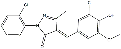 4-(3-chloro-4-hydroxy-5-methoxybenzylidene)-2-(2-chlorophenyl)-5-methyl-2,4-dihydro-3H-pyrazol-3-one Struktur