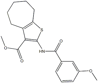 methyl 2-[(3-methoxybenzoyl)amino]-5,6,7,8-tetrahydro-4H-cyclohepta[b]thiophene-3-carboxylate Struktur