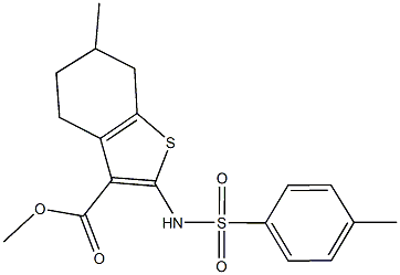 methyl 6-methyl-2-{[(4-methylphenyl)sulfonyl]amino}-4,5,6,7-tetrahydro-1-benzothiophene-3-carboxylate Struktur