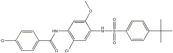 N-(4-{[(4-tert-butylphenyl)sulfonyl]amino}-2-chloro-5-methoxyphenyl)-4-chlorobenzamide Struktur