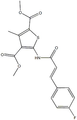 dimethyl 5-{[3-(4-fluorophenyl)acryloyl]amino}-3-methyl-2,4-thiophenedicarboxylate Struktur