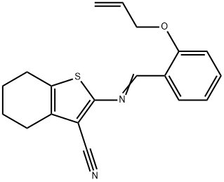 2-{[2-(allyloxy)benzylidene]amino}-4,5,6,7-tetrahydro-1-benzothiophene-3-carbonitrile Struktur