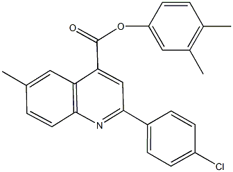 3,4-dimethylphenyl 2-(4-chlorophenyl)-6-methyl-4-quinolinecarboxylate Struktur