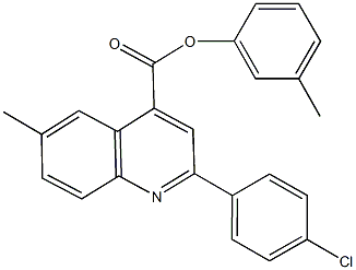 3-methylphenyl 2-(4-chlorophenyl)-6-methyl-4-quinolinecarboxylate Struktur