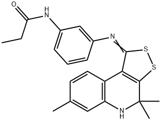 N-{3-[(4,4,7-trimethyl-4,5-dihydro-1H-[1,2]dithiolo[3,4-c]quinolin-1-ylidene)amino]phenyl}propanamide Struktur