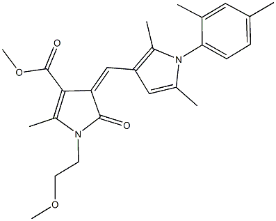 methyl 4-{[1-(2,4-dimethylphenyl)-2,5-dimethyl-1H-pyrrol-3-yl]methylene}-1-(2-methoxyethyl)-2-methyl-5-oxo-4,5-dihydro-1H-pyrrole-3-carboxylate Struktur