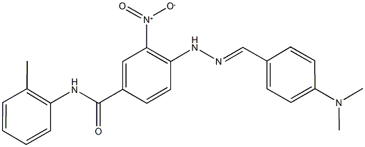 4-{2-[4-(dimethylamino)benzylidene]hydrazino}-3-nitro-N-(2-methylphenyl)benzamide Struktur