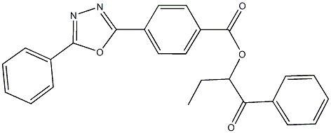 1-benzoylpropyl 4-(5-phenyl-1,3,4-oxadiazol-2-yl)benzoate Struktur