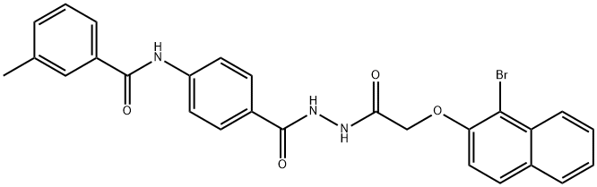 N-{4-[(2-{[(1-bromo-2-naphthyl)oxy]acetyl}hydrazino)carbonyl]phenyl}-3-methylbenzamide Struktur