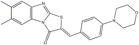 6,7-dimethyl-2-[4-(4-morpholinyl)benzylidene][1,3]thiazolo[3,2-a]benzimidazol-3(2H)-one Struktur