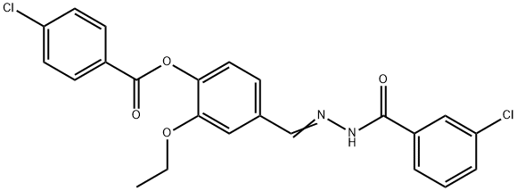 4-[2-(3-chlorobenzoyl)carbohydrazonoyl]-2-ethoxyphenyl 4-chlorobenzoate Struktur