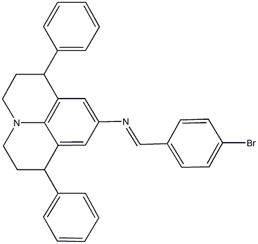 N-(4-bromobenzylidene)-N-(1,7-diphenyl-2,3,6,7-tetrahydro-1H,5H-pyrido[3,2,1-ij]quinolin-9-yl)amine Struktur