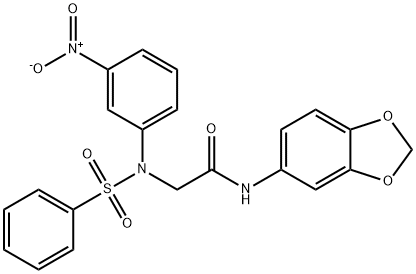 N-(1,3-benzodioxol-5-yl)-2-[{3-nitrophenyl}(phenylsulfonyl)amino]acetamide Struktur