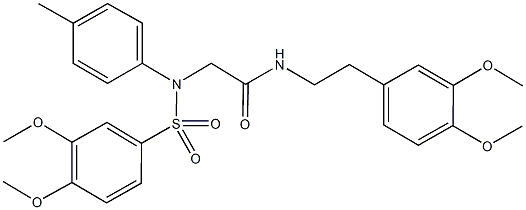 N-{2-[3,4-bis(methyloxy)phenyl]ethyl}-2-[{[3,4-bis(methyloxy)phenyl]sulfonyl}(4-methylphenyl)amino]acetamide Struktur