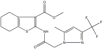 methyl 2-({[5-methyl-3-(trifluoromethyl)-1H-pyrazol-1-yl]acetyl}amino)-4,5,6,7-tetrahydro-1-benzothiophene-3-carboxylate Struktur