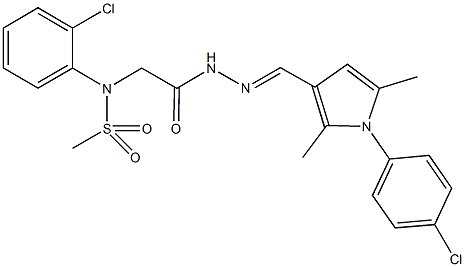 N-(2-chlorophenyl)-N-[2-(2-{[1-(4-chlorophenyl)-2,5-dimethyl-1H-pyrrol-3-yl]methylene}hydrazino)-2-oxoethyl]methanesulfonamide Struktur