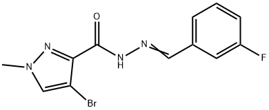 4-bromo-N'-(3-fluorobenzylidene)-1-methyl-1H-pyrazole-3-carbohydrazide Struktur