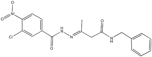 N-benzyl-3-({3-chloro-4-nitrobenzoyl}hydrazono)butanamide Struktur