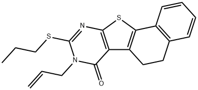 8-allyl-9-(propylsulfanyl)-5,8-dihydronaphtho[2',1':4,5]thieno[2,3-d]pyrimidin-7(6H)-one Struktur