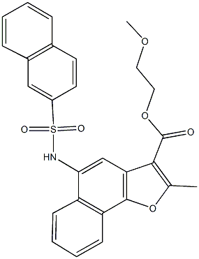 2-methoxyethyl 2-methyl-5-[(2-naphthylsulfonyl)amino]naphtho[1,2-b]furan-3-carboxylate Struktur