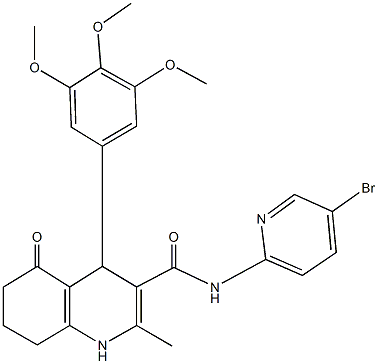 N-(5-bromo-2-pyridinyl)-2-methyl-5-oxo-4-(3,4,5-trimethoxyphenyl)-1,4,5,6,7,8-hexahydro-3-quinolinecarboxamide Struktur