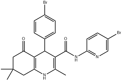 4-(4-bromophenyl)-N-(5-bromo-2-pyridinyl)-2,7,7-trimethyl-5-oxo-1,4,5,6,7,8-hexahydro-3-quinolinecarboxamide Struktur