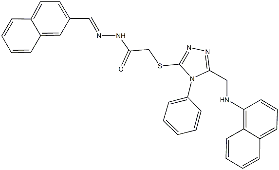 2-({5-[(1-naphthylamino)methyl]-4-phenyl-4H-1,2,4-triazol-3-yl}sulfanyl)-N'-(2-naphthylmethylene)acetohydrazide Struktur