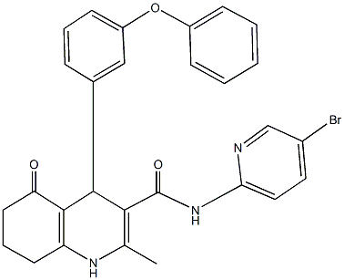 N-(5-bromo-2-pyridinyl)-2-methyl-5-oxo-4-(3-phenoxyphenyl)-1,4,5,6,7,8-hexahydro-3-quinolinecarboxamide Struktur