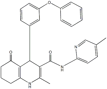 2-methyl-N-(5-methyl-2-pyridinyl)-5-oxo-4-(3-phenoxyphenyl)-1,4,5,6,7,8-hexahydro-3-quinolinecarboxamide Struktur