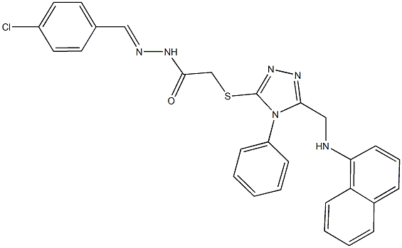 N'-(4-chlorobenzylidene)-2-({5-[(1-naphthylamino)methyl]-4-phenyl-4H-1,2,4-triazol-3-yl}sulfanyl)acetohydrazide Struktur