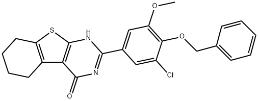 2-[4-(benzyloxy)-3-chloro-5-methoxyphenyl]-5,6,7,8-tetrahydro[1]benzothieno[2,3-d]pyrimidin-4(3H)-one Struktur