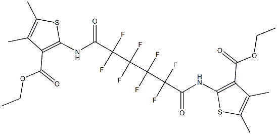 ethyl 2-[(6-{[3-(ethoxycarbonyl)-4,5-dimethyl-2-thienyl]amino}-2,2,3,3,4,4,5,5-octafluoro-6-oxohexanoyl)amino]-4,5-dimethyl-3-thiophenecarboxylate Struktur