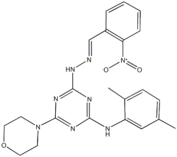 2-nitrobenzaldehyde [4-(2,5-dimethylanilino)-6-(4-morpholinyl)-1,3,5-triazin-2-yl]hydrazone Struktur