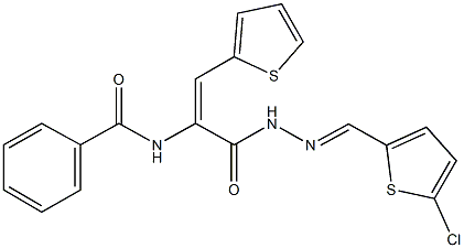 N-[1-({2-[(5-chloro-2-thienyl)methylene]hydrazino}carbonyl)-2-(2-thienyl)vinyl]benzamide Struktur