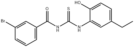 N-(3-bromobenzoyl)-N'-(5-ethyl-2-hydroxyphenyl)thiourea Struktur