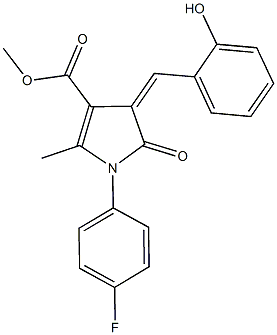 methyl 1-(4-fluorophenyl)-4-(2-hydroxybenzylidene)-2-methyl-5-oxo-4,5-dihydro-1H-pyrrole-3-carboxylate Struktur