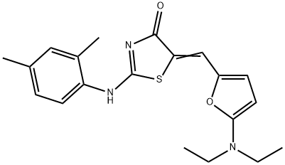 5-{[5-(diethylamino)-2-furyl]methylene}-2-[(2,4-dimethylphenyl)imino]-1,3-thiazolidin-4-one Struktur