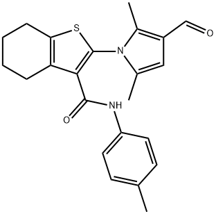 2-(3-formyl-2,5-dimethyl-1H-pyrrol-1-yl)-N-(4-methylphenyl)-4,5,6,7-tetrahydro-1-benzothiophene-3-carboxamide Struktur