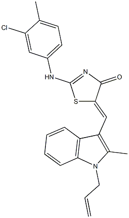 5-[(1-allyl-2-methyl-1H-indol-3-yl)methylene]-2-(3-chloro-4-methylanilino)-1,3-thiazol-4(5H)-one Struktur