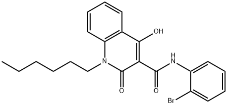 N-(2-bromophenyl)-1-hexyl-4-hydroxy-2-oxo-1,2-dihydro-3-quinolinecarboxamide Struktur