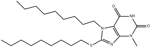 3-methyl-7-nonyl-8-(nonylsulfanyl)-3,7-dihydro-1H-purine-2,6-dione Struktur