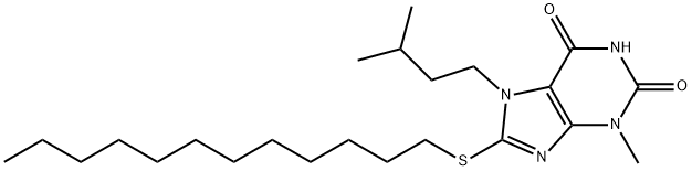 8-(dodecylsulfanyl)-7-isopentyl-3-methyl-3,7-dihydro-1H-purine-2,6-dione Struktur