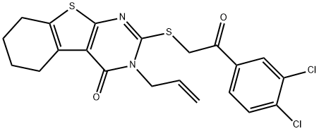 3-allyl-2-{[2-(3,4-dichlorophenyl)-2-oxoethyl]sulfanyl}-5,6,7,8-tetrahydro[1]benzothieno[2,3-d]pyrimidin-4(3H)-one Struktur