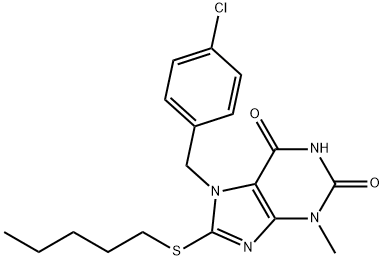 7-(4-chlorobenzyl)-3-methyl-8-(pentylsulfanyl)-3,7-dihydro-1H-purine-2,6-dione Struktur