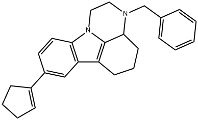 3-benzyl-8-(1-cyclopenten-1-yl)-2,3,3a,4,5,6-hexahydro-1H-pyrazino[3,2,1-jk]carbazole Struktur