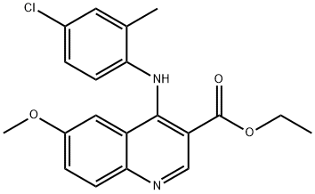 ethyl 4-(4-chloro-2-methylanilino)-6-methoxy-3-quinolinecarboxylate Struktur